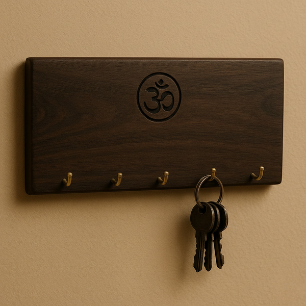 Hand-Carved Karungali (Black Ebony) Om Key Holder